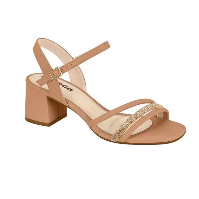 Sandália Moleca Salto Médio Feminino Cor Creme