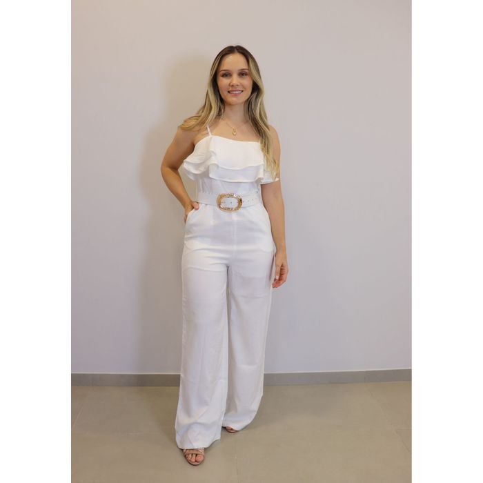 Macacão Longo My Crush Feminino Cor Off White