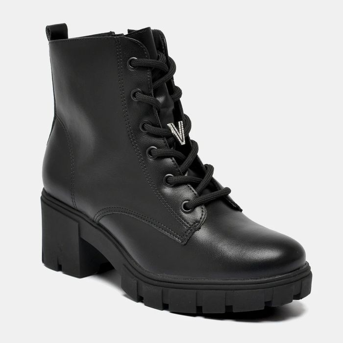 Coturno Via Marte Com Cadarço Feminino Cor Preto
