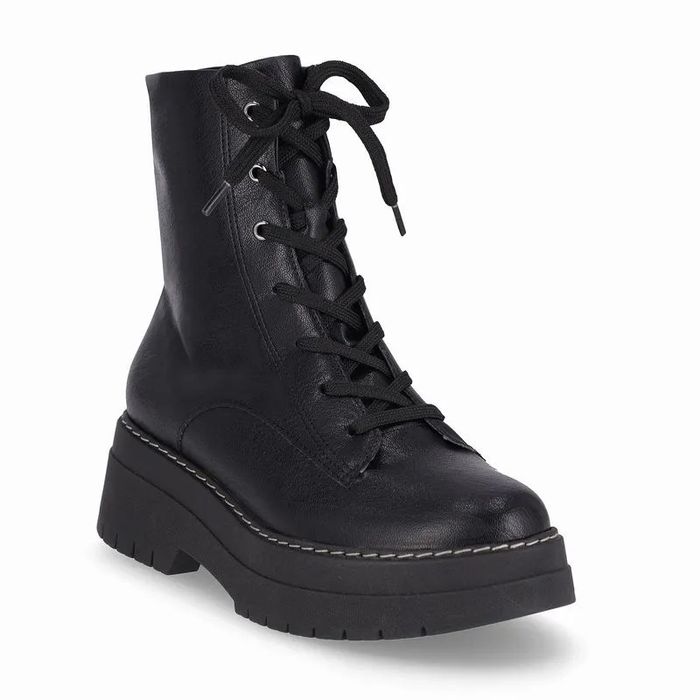 Coturno Piccadilly Com Cadarço Salto Tratorado Feminino Cor Preto