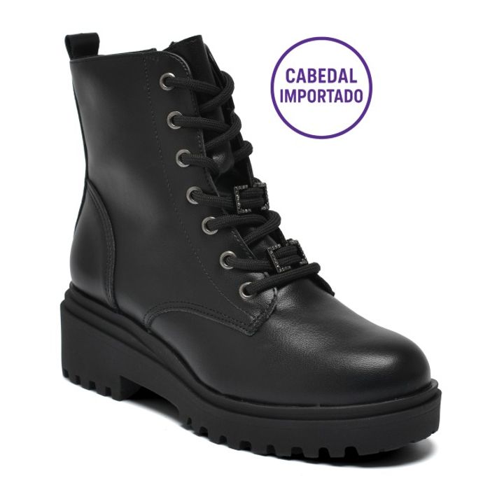 Coturno Via Marte Com Cadarço Feminino Cor Preto