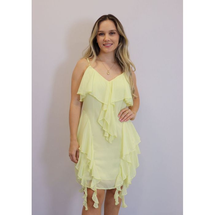 Vestido Curto My Chush Feminino Cor Amarelo