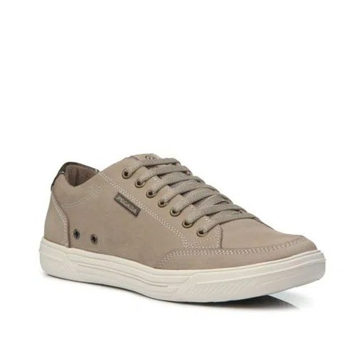 Sapatênis Pegada em Couro Masculino Cor Bege