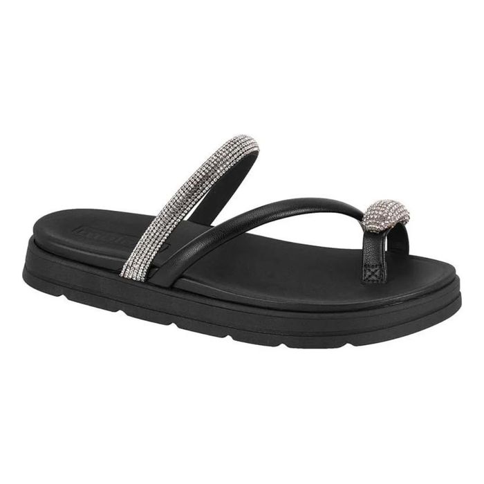 Papete Slide Moleca Com Brilho Feminino Preto