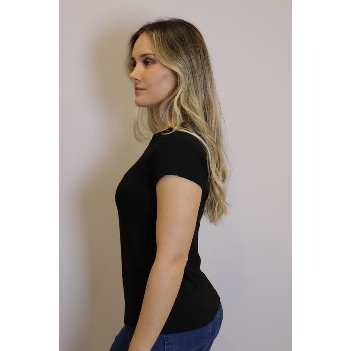 Blusa Lzt Baby Look Viscose Feminino Cor Preto