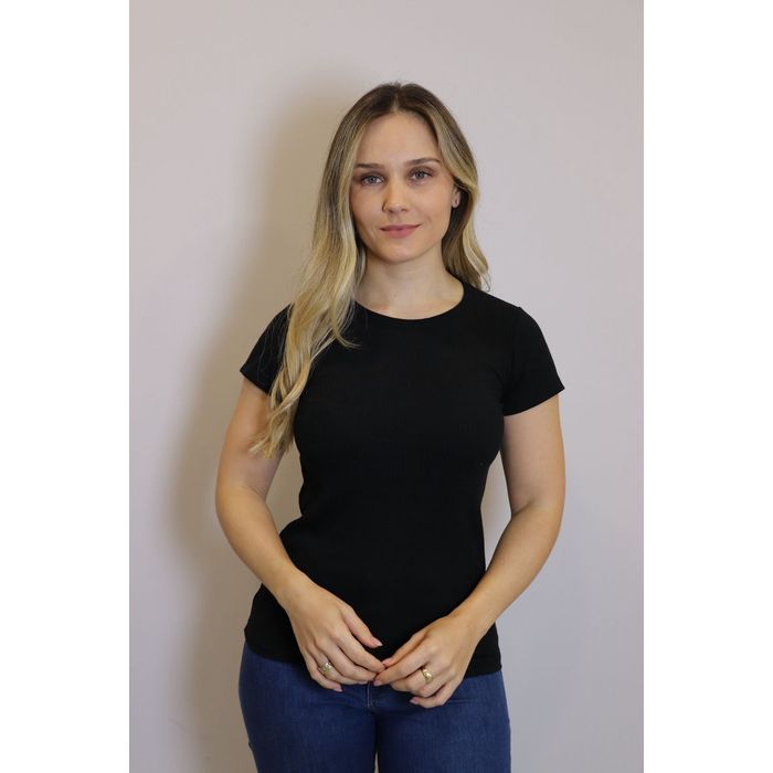 Blusa Ribana Lzt Gola Redonda Feminino Cor Preto