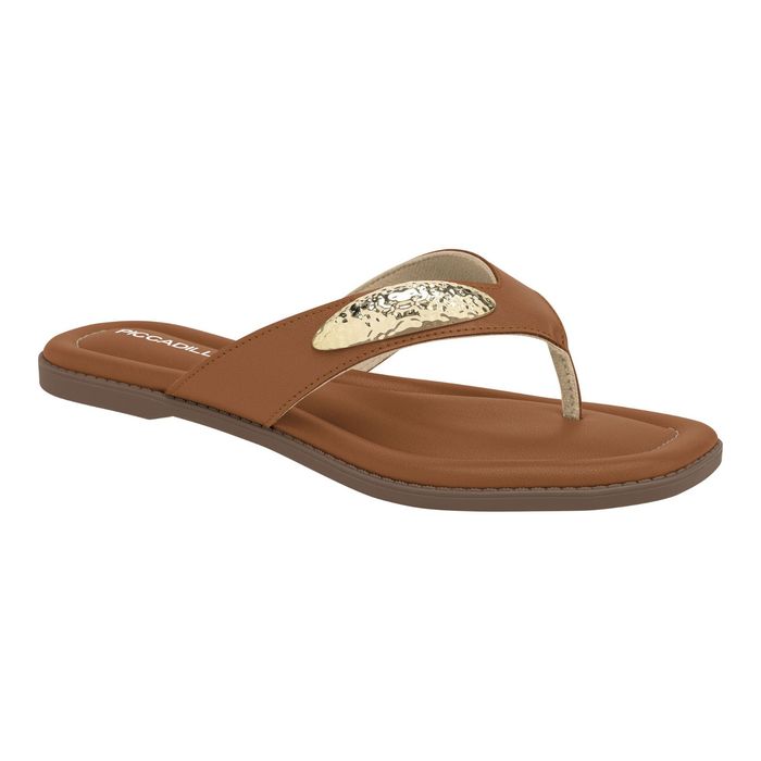 Chinelo Rasteirinha Piccadilly Feminino Cor Marrom Ocre