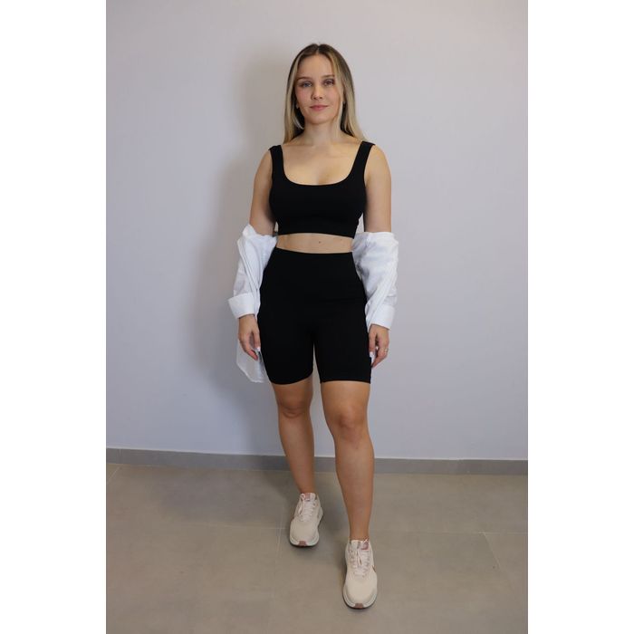 Conjunto Firmly Believe Short + Top Feminino Cor Preto