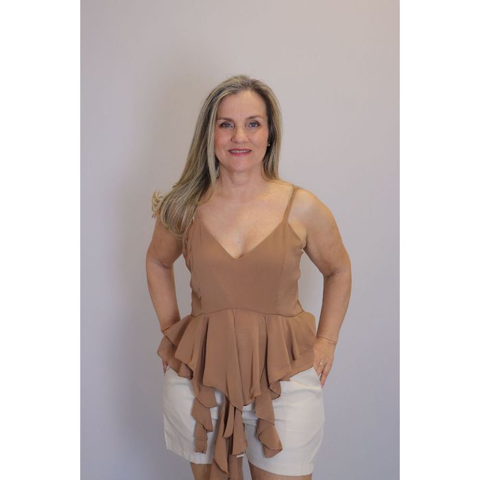 Blusa Maxma Babados Femino Cor Marrom