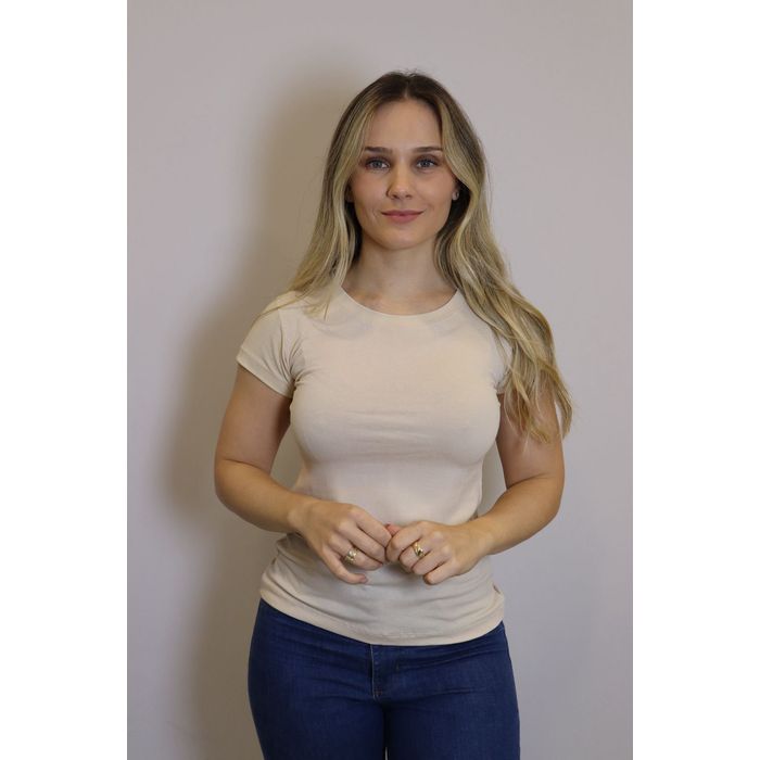 Blusa Lzt Baby Look Viscose Feminino Cor Capuccino