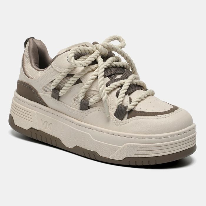 Tênis Via Marte Casual Feminino Cor Marfim/Cinza