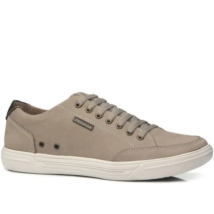 Sapatênis Pegada em Couro Masculino Cor Bege