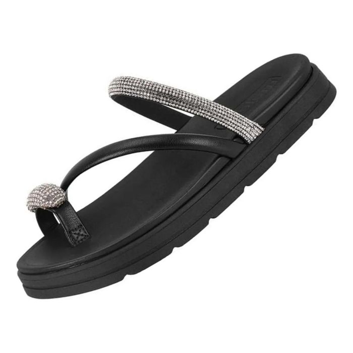 Papete Slide Moleca Com Brilho Feminino Preto