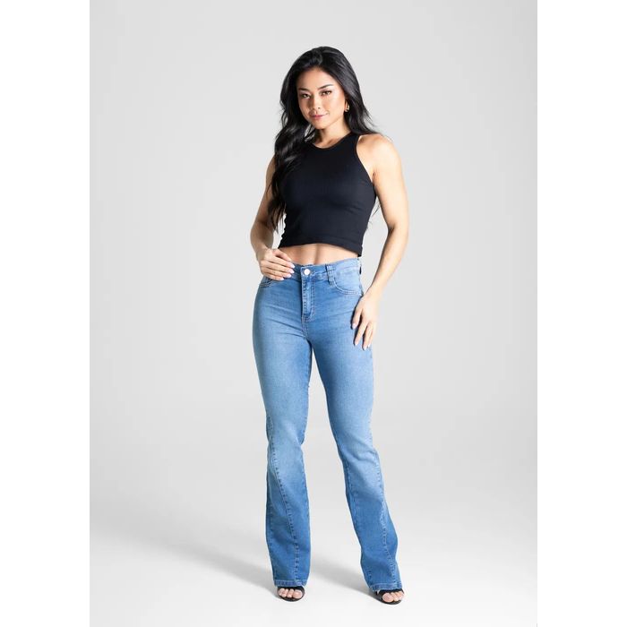 Calça Jeans Sawary Boot Cut Feminino Cor Jeans