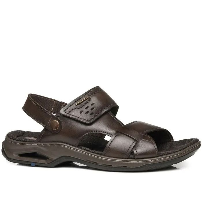 Sandália Pegada Em Couro Masculino Cor Cravo