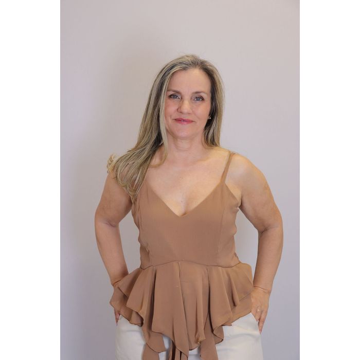 Blusa Maxma Babados Femino Cor Marrom