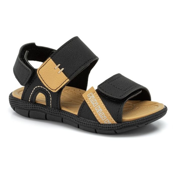 Sandália Papete Klin Tic Tac Infantil Masculino Cor Preto/Amarelo