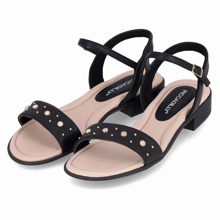 Sandália Piccadilly Salto Baixo Feminino Cor Preto