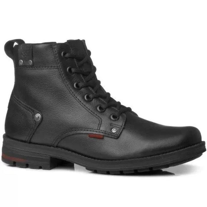 Bota Pegada Em Couro Masculino Cor Preto