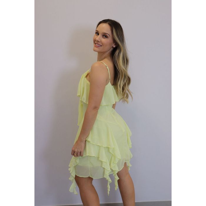 Vestido Curto My Chush Feminino Cor Amarelo