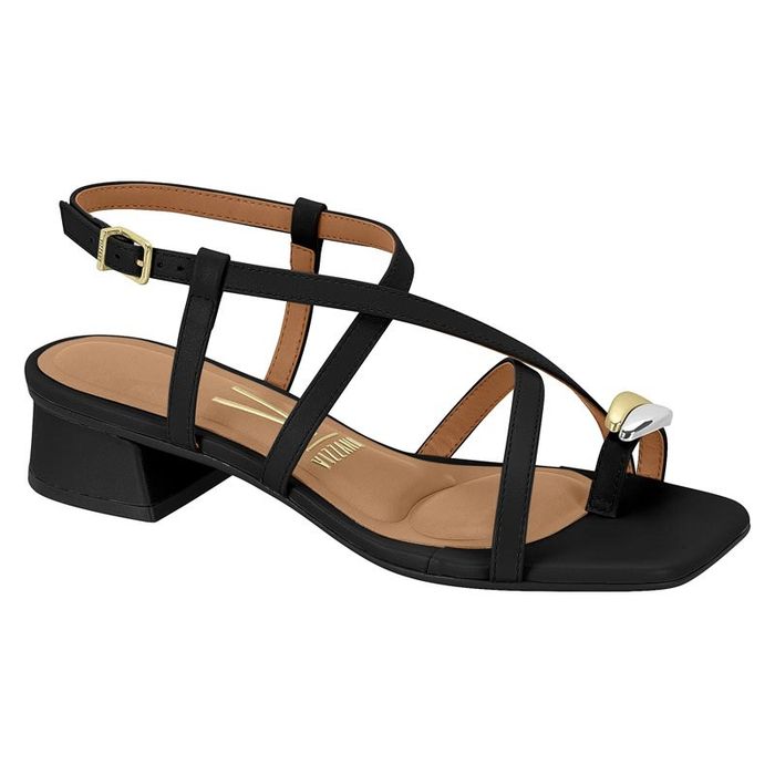 Sandália Vizzano Salto Baixo Feminino Cor Preto