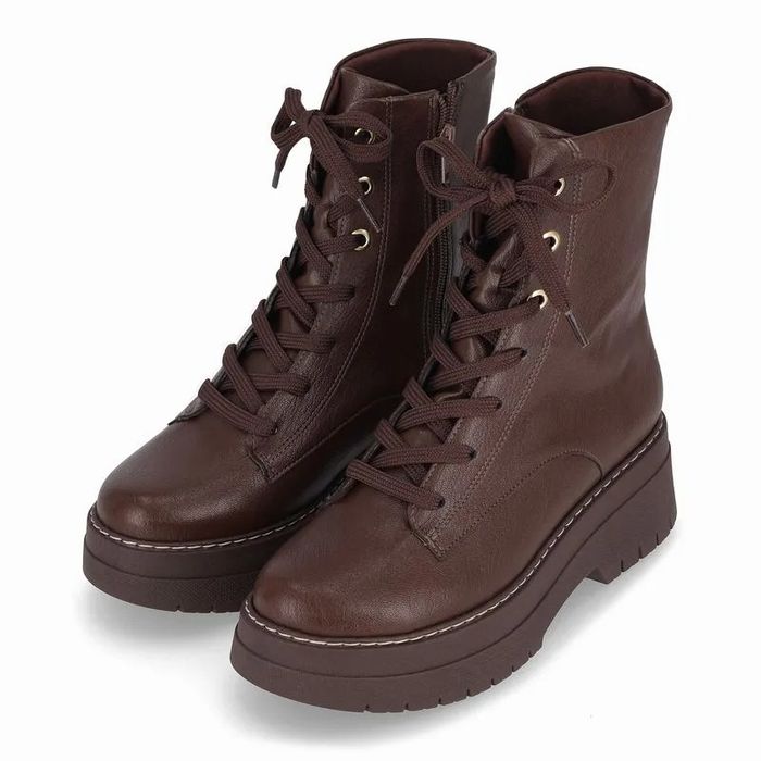 Coturno Piccadilly Com Cadarço Salto Tratorado Feminino Cor Cacau