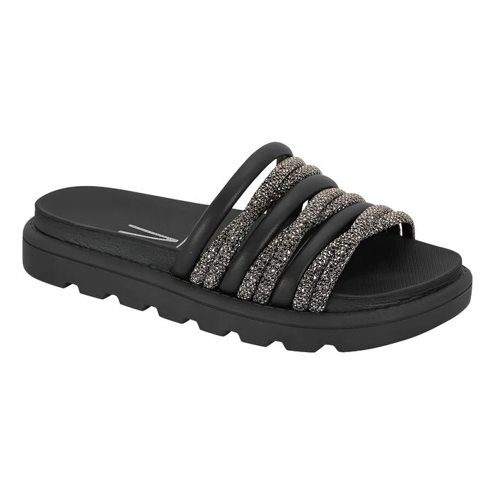 Papete Slide Vizzano Com Brilho Feminino Preto