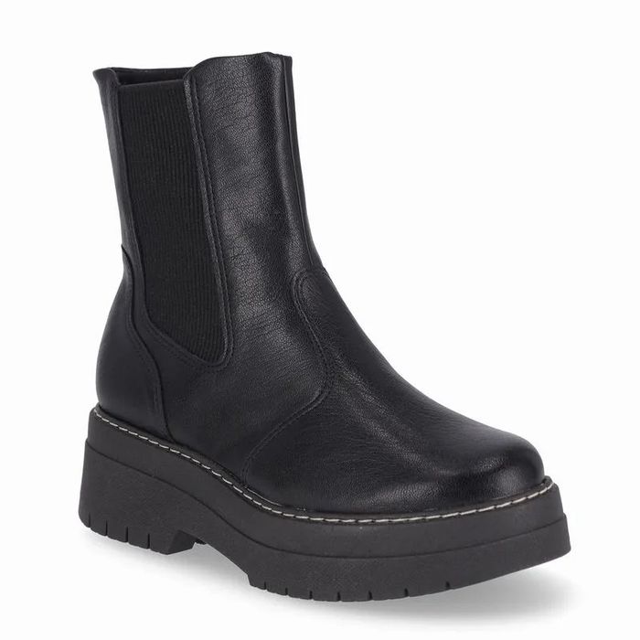 Coturno Piccadilly Cano Curto Salto Tratorado Feminino Cor Preto