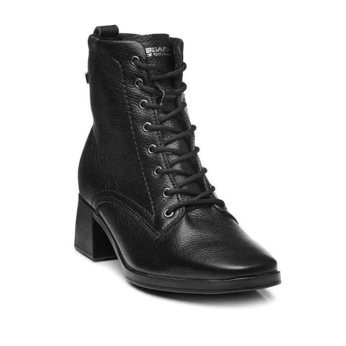 Bota Pegada Com Cadarço E Couro Feminino Cor Preto