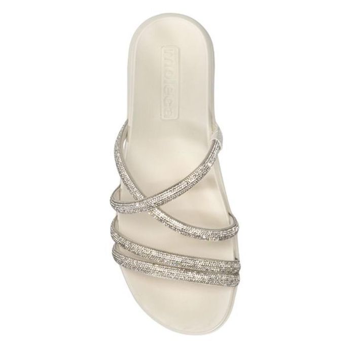 Papete Slide Moleca Com Brilho Feminino Cor Off White