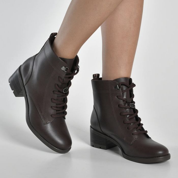 Coturno Via Marte Com Cadarço Feminino Cor Marrom