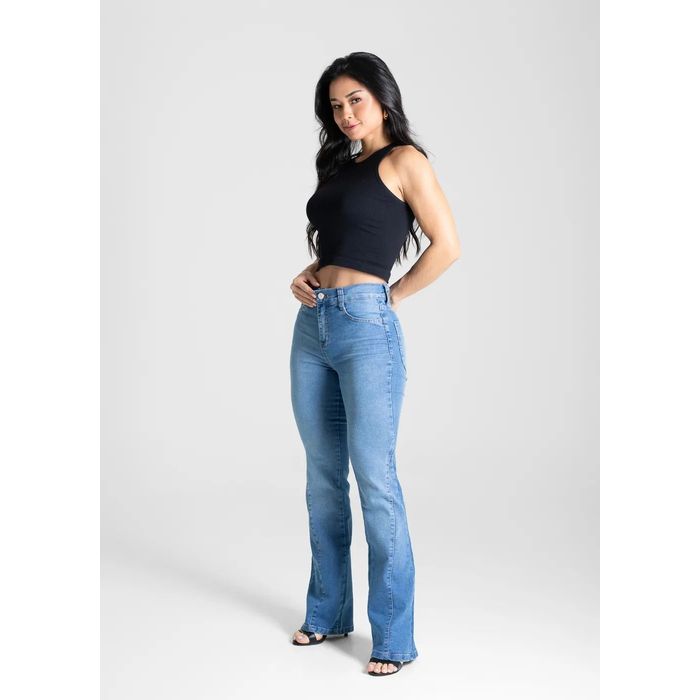 Calça Jeans Sawary Boot Cut Feminino Cor Jeans
