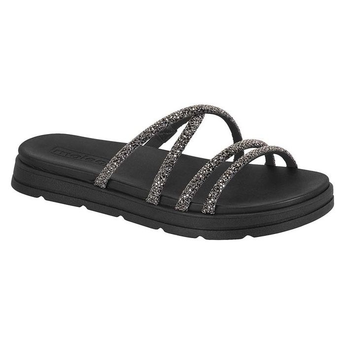 Papete Slide Moleca Com Brilho Feminino Cor Preto