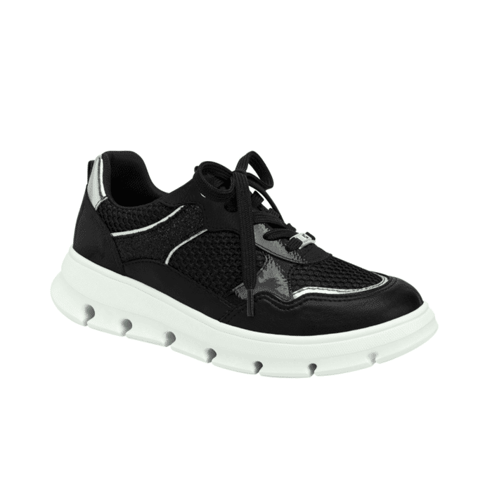 Tênis Piccadilly Maxi Feminino Cor Preto/Prata