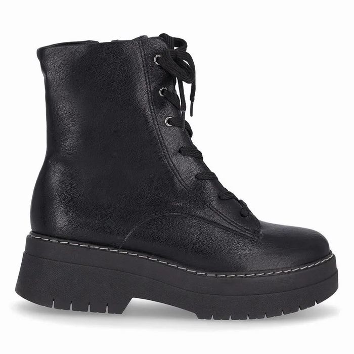 Coturno Piccadilly Com Cadarço Salto Tratorado Feminino Cor Preto