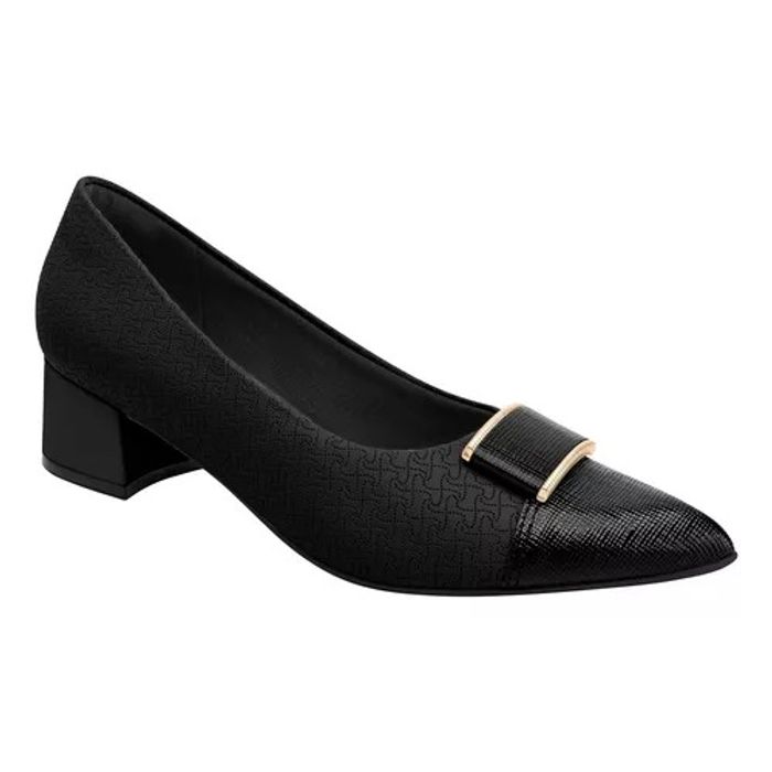 Sapato Piccadilly Salto Bloco Baixo Feminino Cor Preto