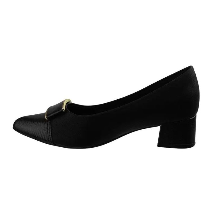 Sapato Piccadilly Salto Bloco Baixo Feminino Cor Preto