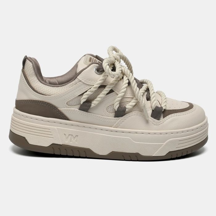 Tênis Via Marte Casual Feminino Cor Marfim/Cinza