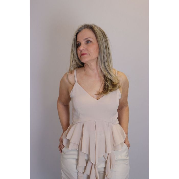 Blusa Maxma Babados Femino Cor Nude