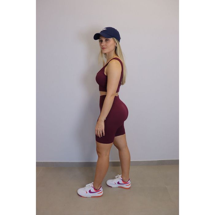 Conjunto Firmly Believe Short + Top Feminino Cor Bordo