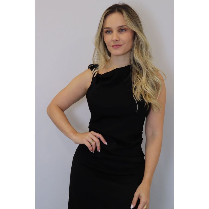 Vestido Bellina Midi Feminino Cor Preto