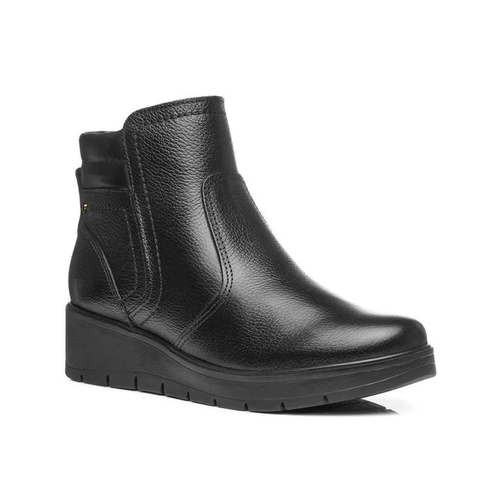 Bota Pegada Salto Anabela Em Couro Feminino Cor Preto