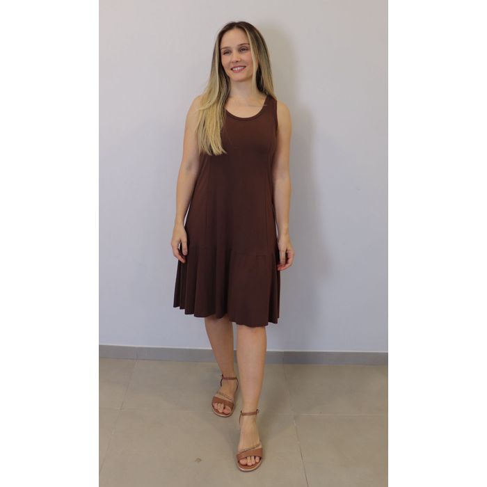 Vestido Kodos Regata Feminino Cor Cafe