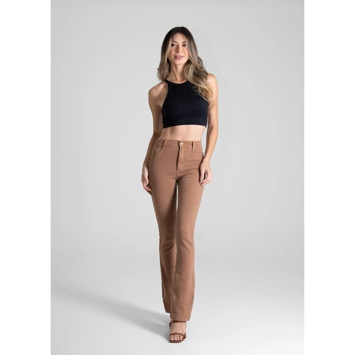 Calça Jeans Sawary Boot Cut Feminino Cor Marrom