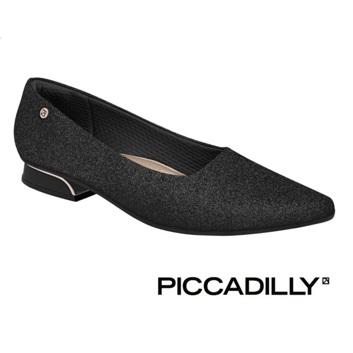 Sapatilha Piccadilly Glitter Femimino Cor Preto