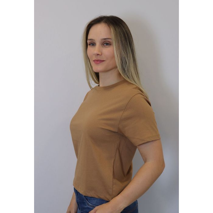 Blusa Cropped Lzt Algodão Feminino Cor Caramelo