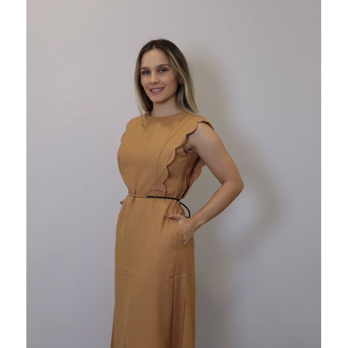 Vestido Bellina Feminino Cor Caqui