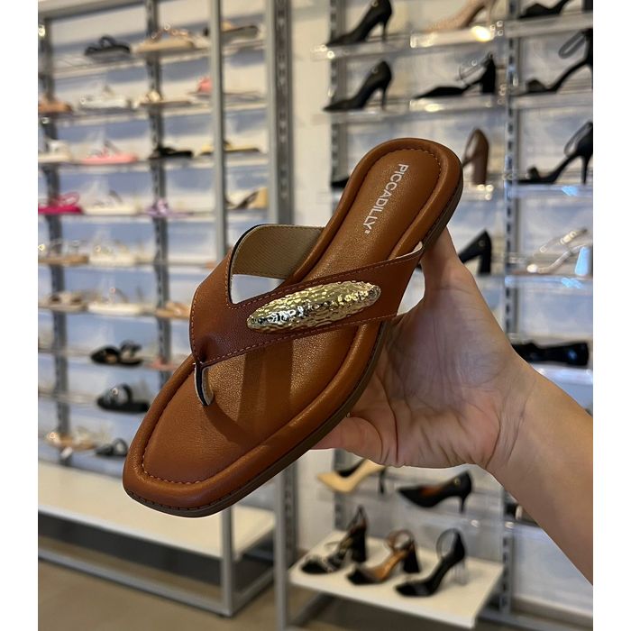 Chinelo Rasteirinha Piccadilly Feminino Cor Marrom Ocre