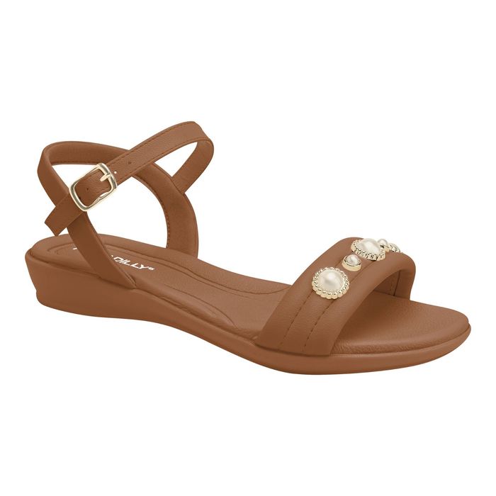 Sandália Piccadilly Salto Baixo Anabela Feminino Cor Marrom Ocre