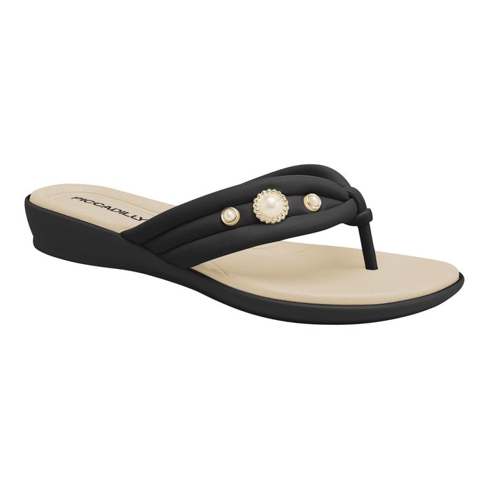 Chinelo Piccadilly Rasteira Feminino Cor Preto
